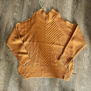 Rust Colored- Cable Cold Shoulder Knitted Sweater